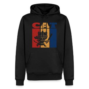 Chevalier Chat Design Rétro - Sweat à capuche Premium bio Homme - noir - Devant - Nico (187cm)