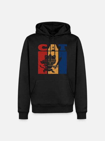 Chevalier Chat Design Rétro - Sweat à capuche Premium bio Homme - noir