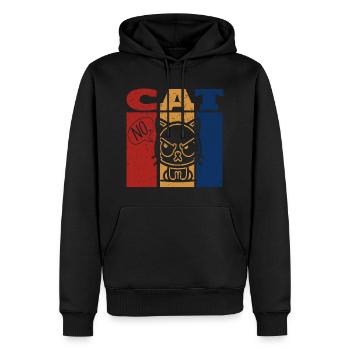 Chat en colère disant qu’il n’y a pas de design rétro - Sweat à capuche Premium bio Homme - noir - Devant - Nico (187cm)