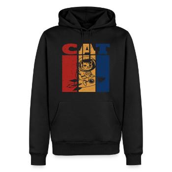 Astronaut Cat Retro Design - Men’s Premium Organic Hoodie - black - Front - Nico (187cm)