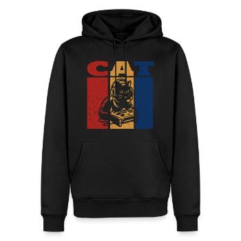 Le design rétro du chat gamer - Sweat à capuche Premium bio Homme - noir - Devant - Nico (187cm)