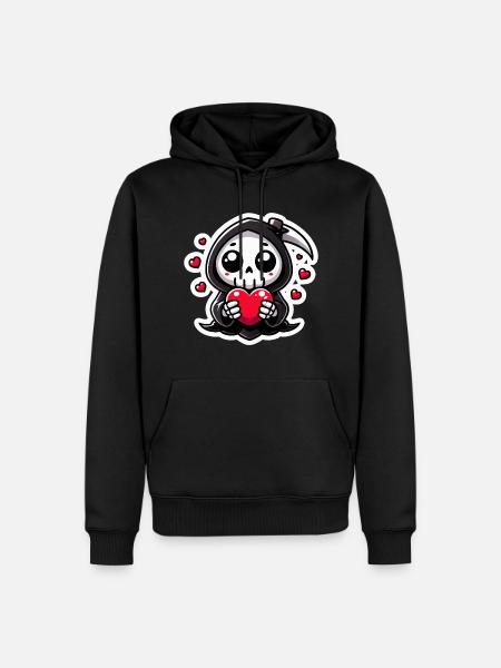 Cute Grim Reaper Love - Men’s Premium Organic Hoodie - black