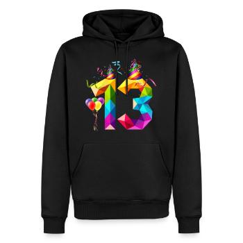 13. GEBURTSTAG - DREIZEHN - TEENAGER - TEENIE TEEN - Männer Premium Bio Hoodie - Schwarz - Vorne - Nico (187cm)