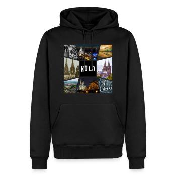 Cologne, Skyline, ville, Allemagne, collage, graffiti - Sweat à capuche Premium bio Homme - noir - Devant - Nico (187cm)