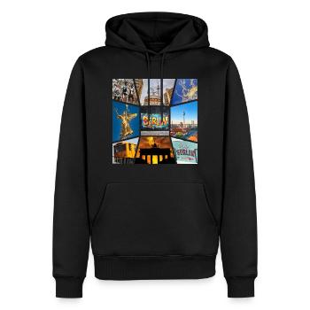 Berlin Skyline City Germany Collage Graffiti - Men’s Premium Organic Hoodie - black - Front - Nico (187cm)