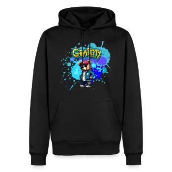 Nounours Graffiti - Sweat à capuche Premium bio Homme - noir - Devant - Nico (187cm)