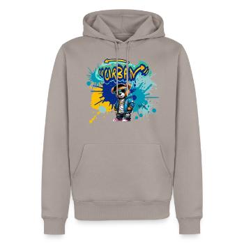 Nounours Urban - Sweat à capuche Premium bio Homme - taupe - Devant - Nico (187cm)