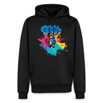 Nounours COOL - Sweat à capuche Premium bio Homme - noir - Devant - Nico (187cm)