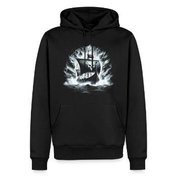 Wikinger Geisterschiff - Nordische Mythologie - Männer Premium Bio Hoodie - Schwarz - Vorne - Nico (187cm)