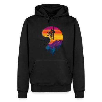 Mountain Biking - Men’s Premium Organic Hoodie - black - Front - Nico (187cm)