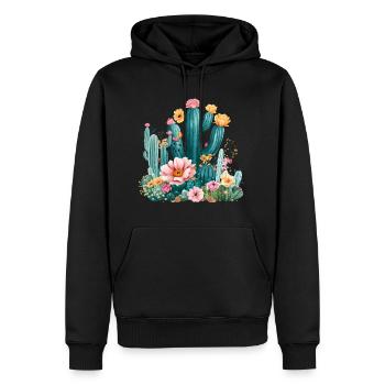 Cactus Plante Floral Cactus Tropical - Sweat à capuche Premium bio Homme - noir - Devant - Nico (187cm)