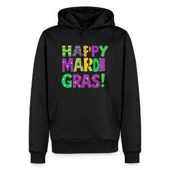 Joyeux Mardi Gras - Sweat à capuche Premium bio Homme - noir - Devant - Nico (187cm)