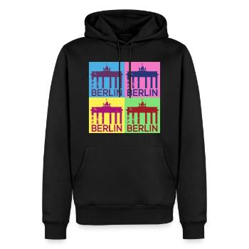 Berlin Skyline City Germany Pop Art Style - Men’s Premium Organic Hoodie - black - Front - Nico (187cm)