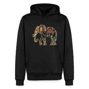 Elefant Floral Blumen - Männer Premium Bio Hoodie - Schwarz - Vorne - Nico (187cm)