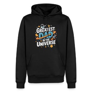 Greatest Dad in the Universe – Father's Day Gift - Men’s Premium Organic Hoodie - black - Front - Nico (187cm)