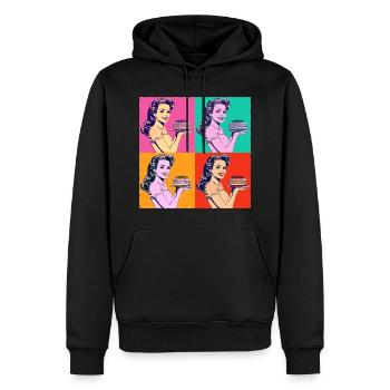 Cuisson Gâteau Cuisson Reine Cuisson Fée Boulanger Pop Art - Sweat à capuche Premium bio Homme - noir - Devant - Nico (187cm)