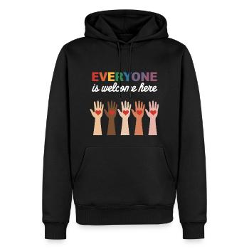 Welcome: Hearts for Diversity - Men’s Premium Organic Hoodie - black - Front - Nico (187cm)