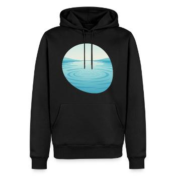 Wasseroberfläche - Ruhe und Klarheit - Männer Premium Bio Hoodie - Schwarz - Vorne - Nico (187cm)