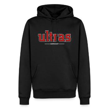 Ultras - Männer Premium Bio Hoodie - Schwarz - Vorne - Nico (187cm)