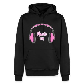 Casque DJ Music on Femme rose - Sweat à capuche Premium bio Homme - noir - Devant - Nico (187cm)