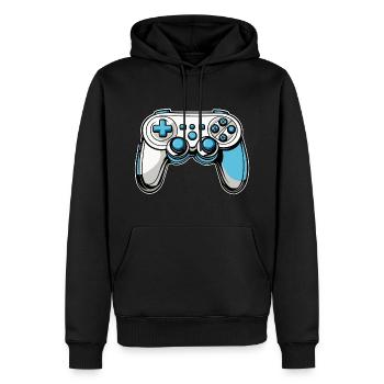 Controller Blue Illustration - Men’s Premium Organic Hoodie - black - Front - Nico (187cm)