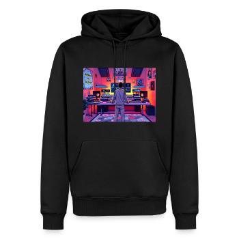 My Home is My Studio Nr.11 - Männer Premium Bio Hoodie - Schwarz - Vorne - Nico (187cm)