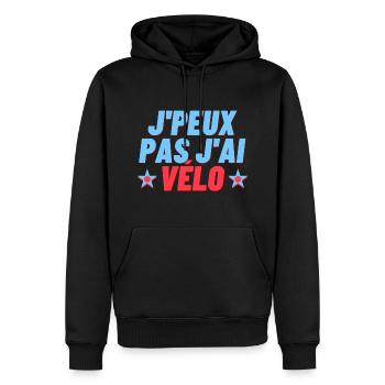 Je peux pas j ai vélo - Sweat à capuche Premium bio Homme - noir - Devant - Nico (187cm)