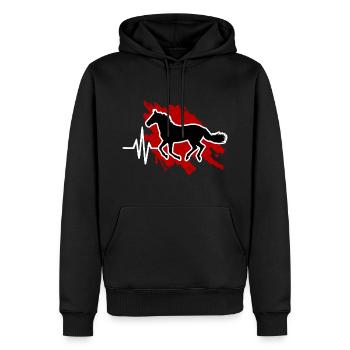 Cheval Rythme Cardiaque Équitation - Sweat à capuche Premium bio Homme - noir - Devant - Nico (187cm)