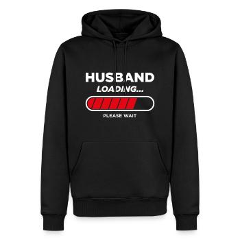 Husband Loading - Men’s Premium Organic Hoodie - black - Front - Nico (187cm)