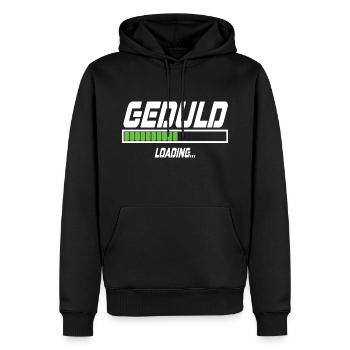 Geduld Loading... - Männer Premium Bio Hoodie - Schwarz - Vorne - Nico (187cm)