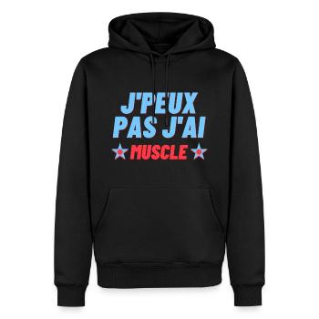 J peux pas j ai Muscu - Sweat à capuche Premium bio Homme - noir - Devant - Nico (187cm)