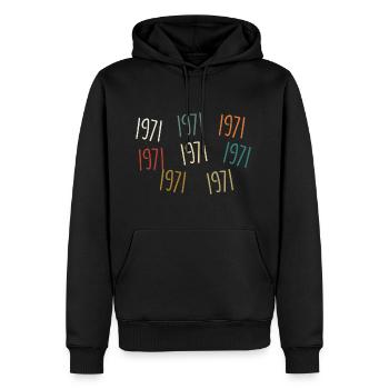 Jahrgang 1971 Geburtsjahr - legendär seit 1971 - Männer Premium Bio Hoodie - Schwarz - Vorne - Nico (187cm)