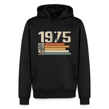 1975 Vintage - Retro 1975 Cadeau Anniversaire 1975 - Sweat à capuche Premium bio Homme - noir - Devant - Nico (187cm)