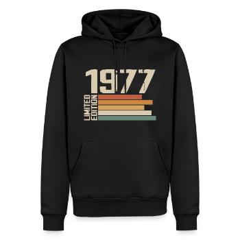 1977 Vintage - Retro 1977 Cadeau Anniversaire 1977 - Sweat à capuche Premium bio Homme - noir - Devant - Nico (187cm)