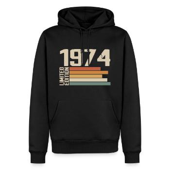 1974 Vintage - Retro 1974 Geburtstagsgeschenk 1974 - Männer Premium Bio Hoodie - Schwarz - Vorne - Nico (187cm)