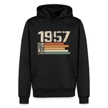 1957 Vintage - Retro 1957 Cadeau Anniversaire 1957 - Sweat à capuche Premium bio Homme - noir - Devant - Nico (187cm)