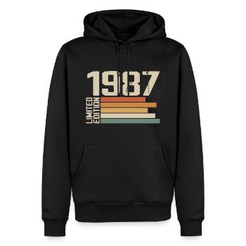 1987 Vintage - Retro 1987 Cadeau Anniversaire 1987 - Sweat à capuche Premium bio Homme - noir - Devant - Nico (187cm)
