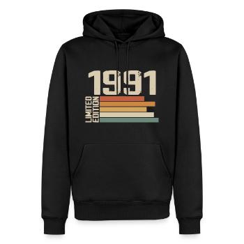 1991 Vintage - Retro 1991 Cadeau Anniversaire 1991 - Sweat à capuche Premium bio Homme - noir - Devant - Nico (187cm)