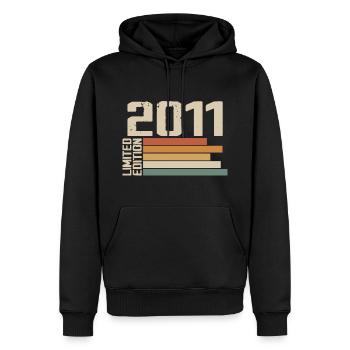 2011 Vintage - Retro 2011 Cadeau Anniversaire 2011 - Sweat à capuche Premium bio Homme - noir - Devant - Nico (187cm)
