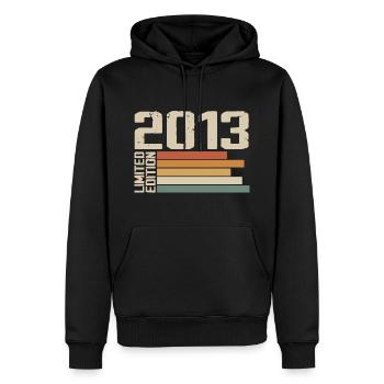 2013 Vintage - Retro 2013 Anniversary Gift 2013 - Men’s Premium Organic Hoodie - black - Front - Nico (187cm)