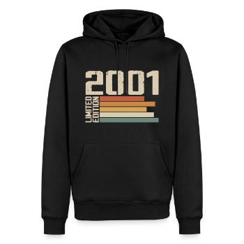 2001 Jahrgang - Retro 2001 Geburtstagsgeschenk 2001 - Männer Premium Bio Hoodie - Schwarz - Vorne - Nico (187cm)