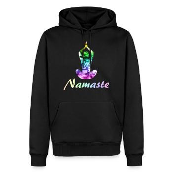 Yoga Namaste - Sweat à capuche Premium bio Homme - noir - Devant - Nico (187cm)