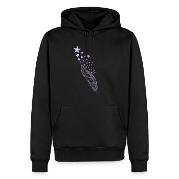 Plume et étoiles - Sweat à capuche Premium bio Homme - noir - Devant - Nico (187cm)
