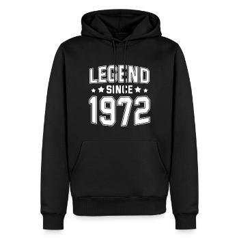 Legende seit 1972 - Männer Premium Bio Hoodie - Schwarz - Vorne - Nico (187cm)