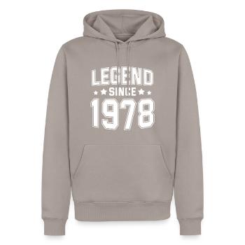 Legend since 1978 - Men’s Premium Organic Hoodie - taupe - Front - Nico (187cm)