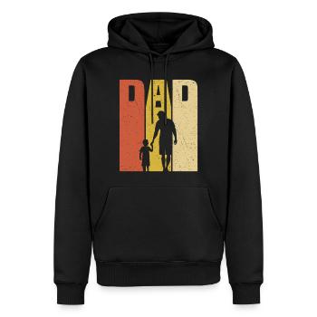 retro dad and son - Sweat à capuche Premium bio Homme - noir - Devant - Nico (187cm)