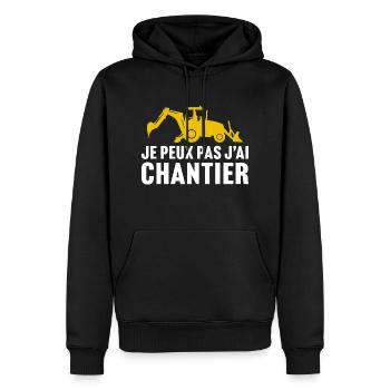 je peux pas j'ai chantier t-shirt chantier - Sweat à capuche Premium bio Homme - noir - Devant - Nico (187cm)