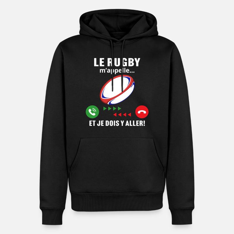 le rugby m'appelle cadeau rugby - Sweat à capuche Premium bio Homme - noir