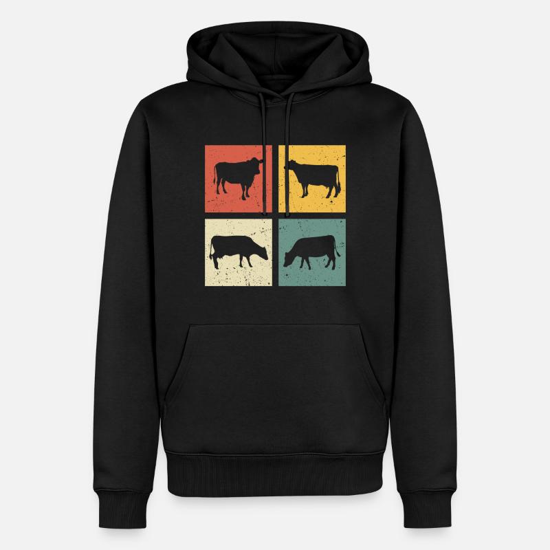 rétro t-shirt vache vaches - Sweat à capuche Premium bio Homme - noir