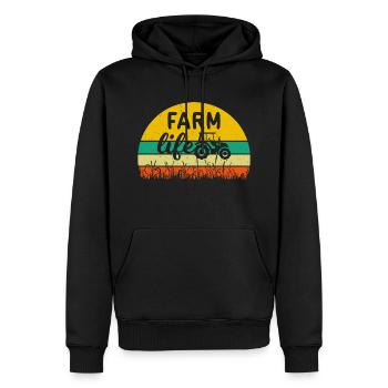 Retro Vintage Farm Life Landwirtschaftlicher Traktor - Männer Premium Bio Hoodie - Schwarz - Vorne - Nico (187cm)